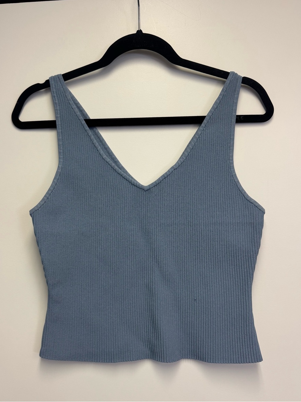Aritzia Babaton Ribbed Tank top Size L XL Muted Light Blue Cropped